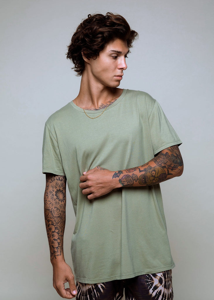 Bamboo Crew T - Elm Green - Alor The Label