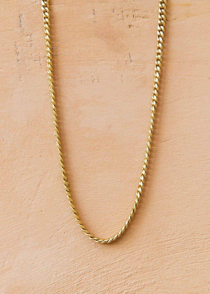 Handmade Cuban Chain Necklace with Alōr Tag Gold - Alor The Label