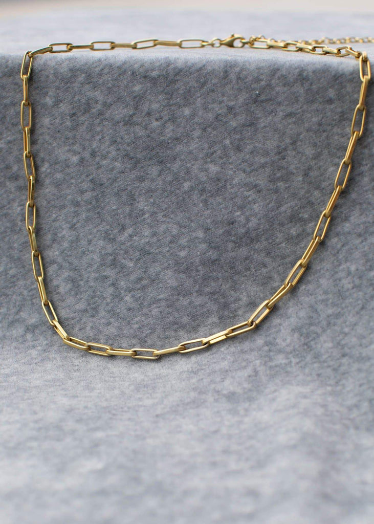 Handmade Paperclip Chain Necklace with Alōr Tag Gold - Alor The Label