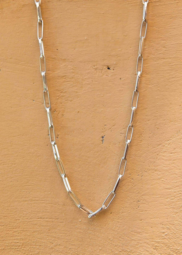 Handmade Paperclip Chain Necklace with Alōr Tag Silver - Alor The Label
