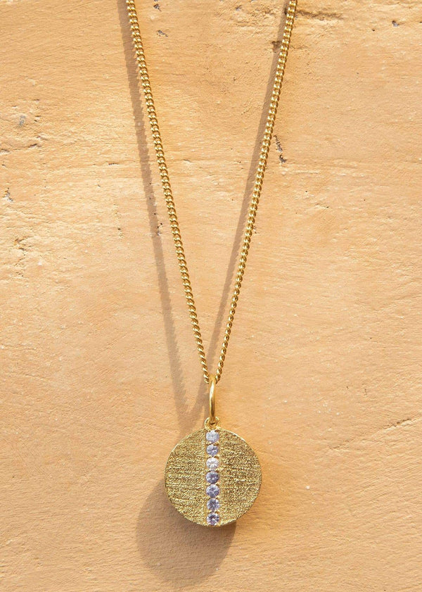 Vintage Seven Stone Medallion with Tanzanite Gemstones Gold - Alor The Label